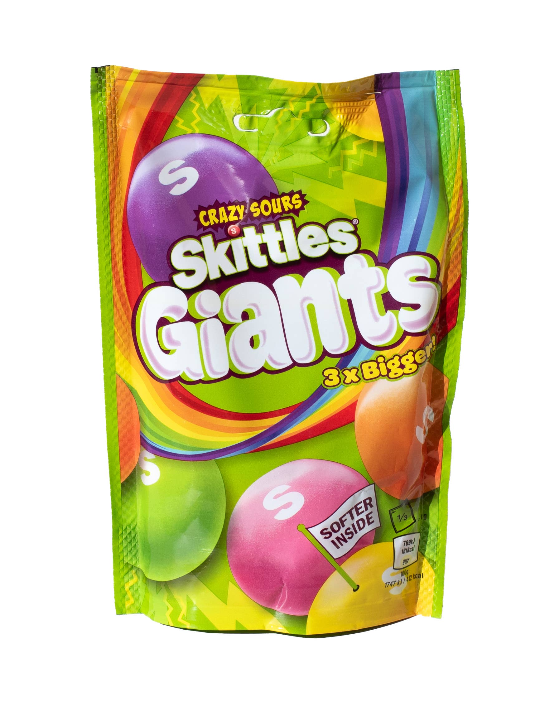 Grandpa Joe's Candy Shop - Vente Bonbons durs - Importation limitée : Skittles Giants Crazy Sour 132 g, 15 carats1