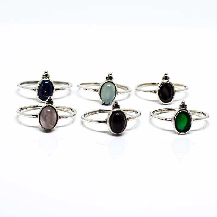 Quasar Gems USA - Wholesale Jewelry Set - Gemstone Ring Sterling Silver, Set Of 6 Ring, Size 6