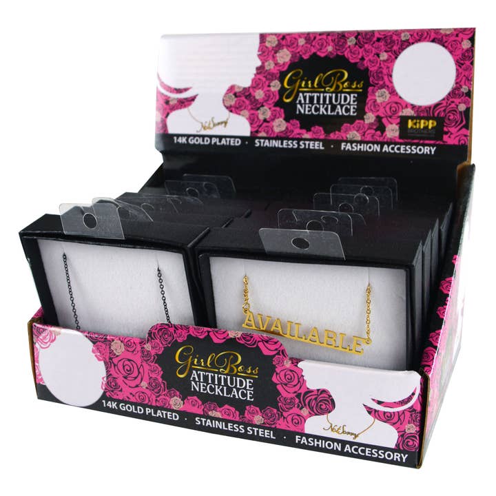 Girl Boss Attitude Fashion Necklace Gift Boxed - 12/Display for wholesale by Novelty Brands