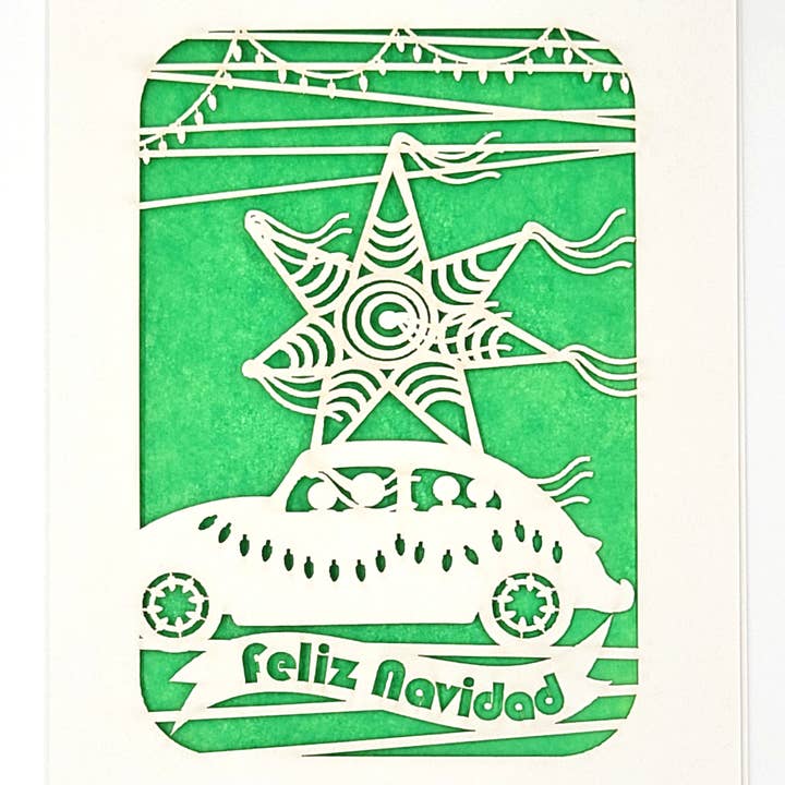 two hermanas – Engroshandel Julekort – Feliz Navidad med en VW bug y Pinta6