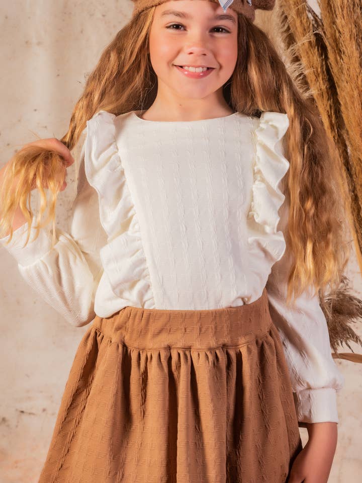 2512204 Girl's skirt in knitted fabric with relief for wholesale by BABINE-ROINSAL