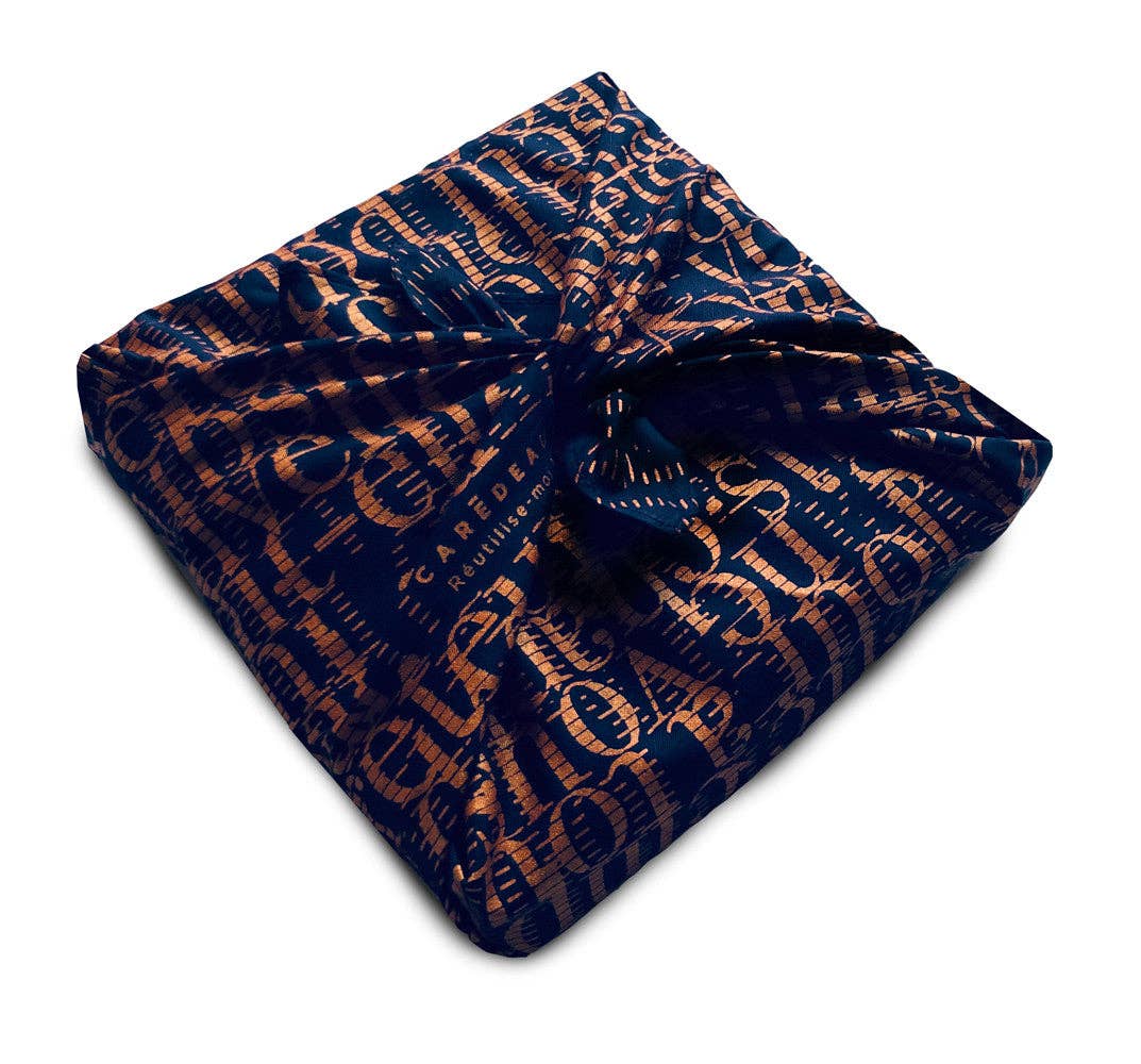 Carédeau - Wholesale Flat Wrap - The Grasshopper and the Ant (midnight blue) 35x35cm Furoshiki Mat 1001