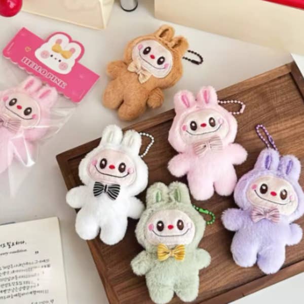 Assorted Plush Bunny Keychains – Cute Bow Tie Charms for wholesale by Buddha Yoga