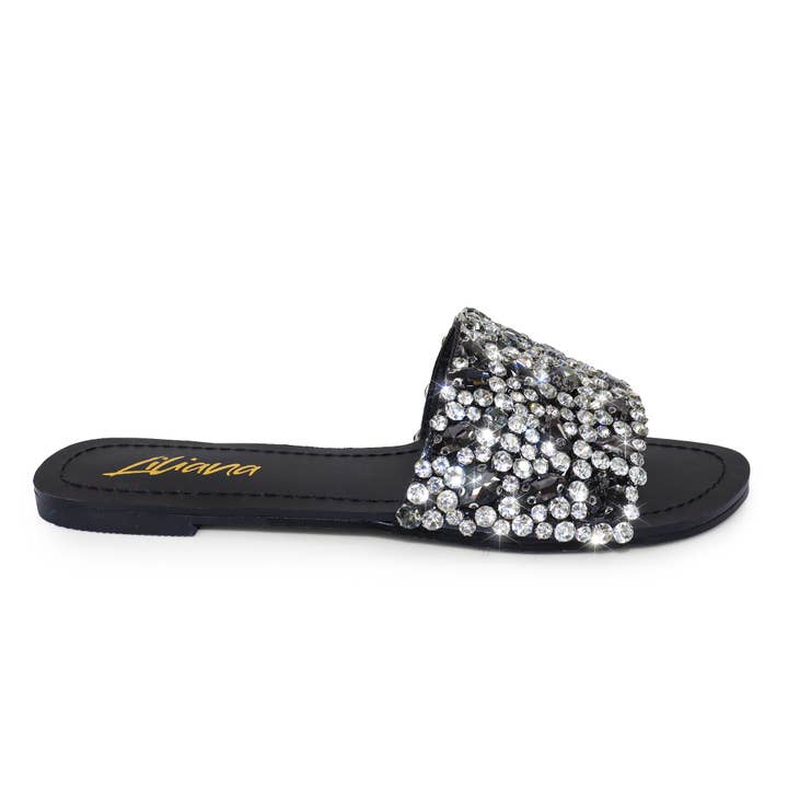 MOLLY-64 OPEN TOE CRYSTAL SANDAL BLACK for wholesale on Faire