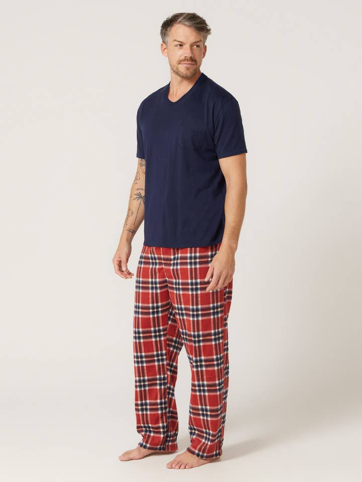 Contare | Quality Men's Sleepwear - Wholesale Sleepwear Set - Men's - Tee & Flannel Pant Set