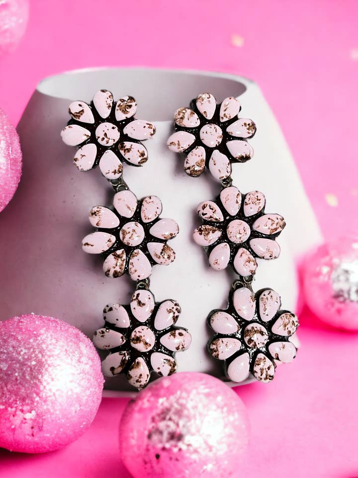 The Wynette Earrings- Western Earrings Pink Stone for wholesale by Nomadic Brunette