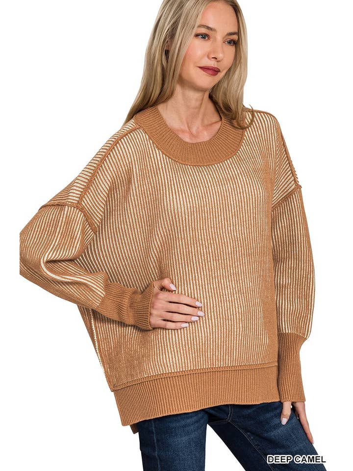 Vanilla Monkey - Wholesale Knit Sweater - Women's - Exposed Seam Two Tone Sweater7