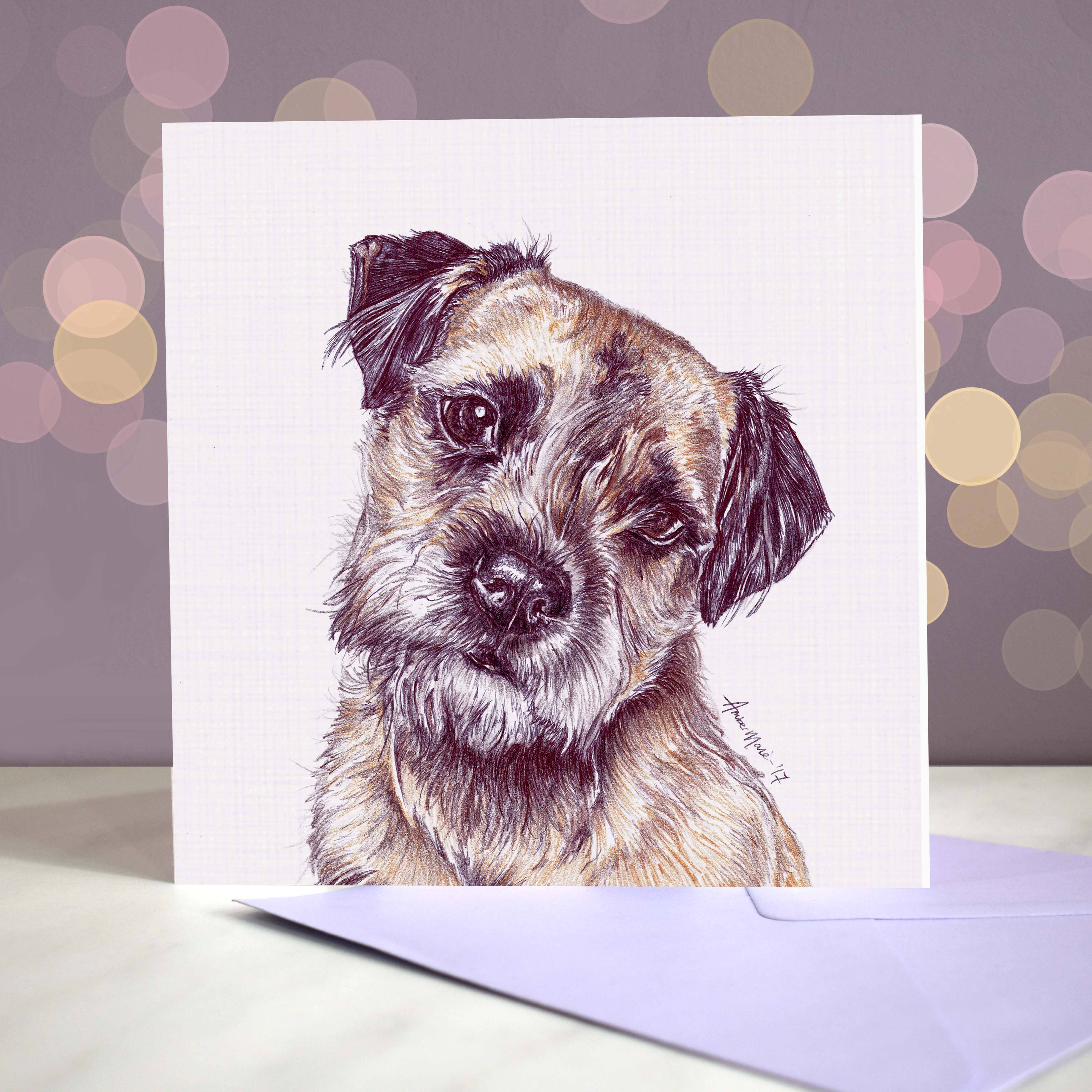 Amber Marie Studio - Wholesale Everyday Greeting Card - Border Terrier Most Pupular Greetings Card1