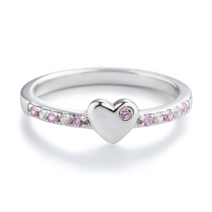 Sterling Silver Heart Baby Ring w/Pink CZs Kids Jewelry for wholesale by Cherished Moments