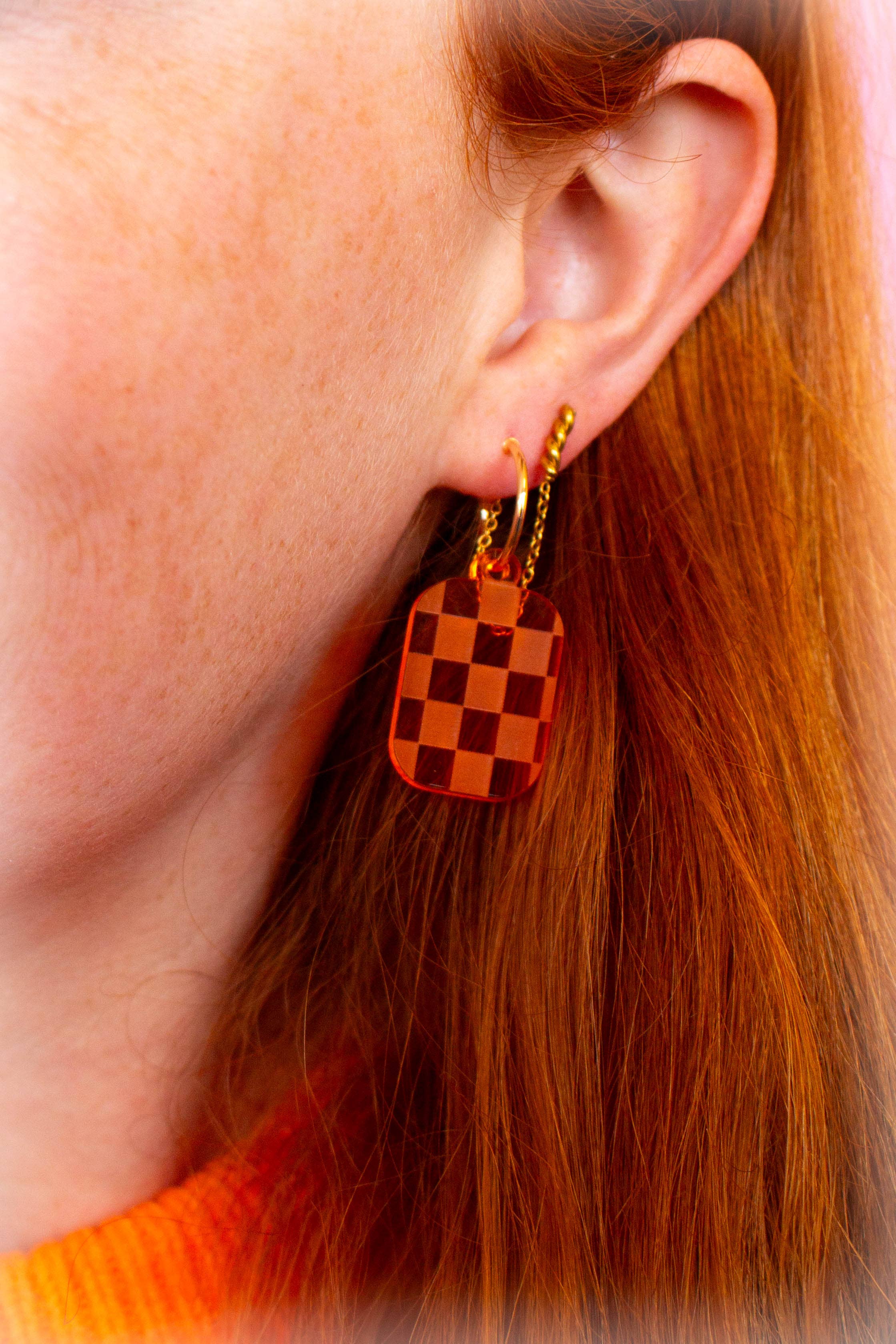 Sunshine Studio - Wholesale Dangle Earrings - Checkered Charm Simple Colorful Earrings0
