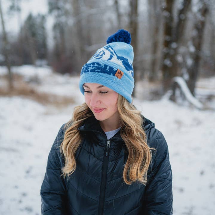 Frickin Freezin Pom Beanie - Blue- Discontinued for wholesale by The Montana Scene