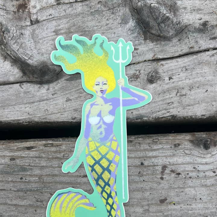 Blonde Mermaid Sticker 6 inch for wholesale by Beeswag Creations