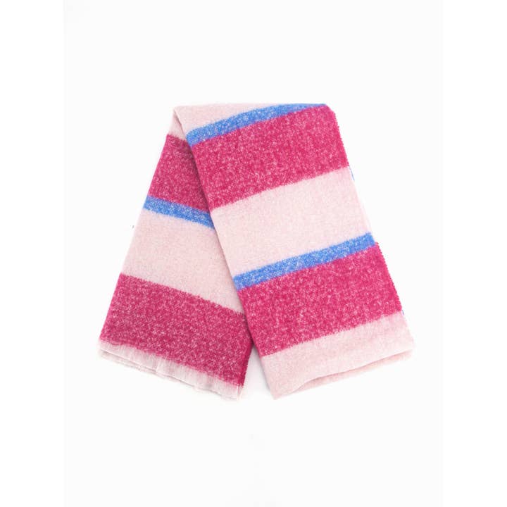 Sarta Accessories - Wholesale Scarf - Women's - Zola Midweight scarf - Fuchsia/Blue, Block Stripe