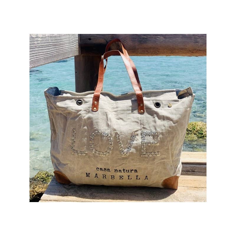 Casa Natura Design SL - Wholesale Beach Bag - Large Rectangular Bag Zipper Leather Handle -PRESTON SKYLAR12