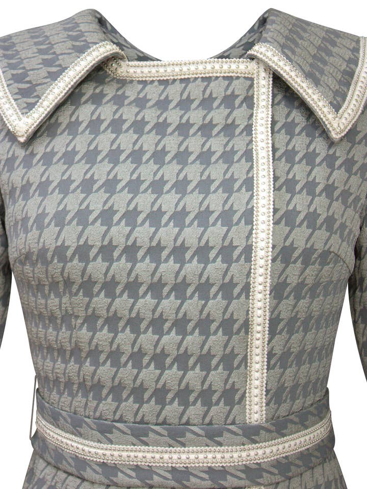 CHIC STAR - Wholesale Dress – Women's - Chic Star Embossed Jacquard Trim Dress In Blue 0628245