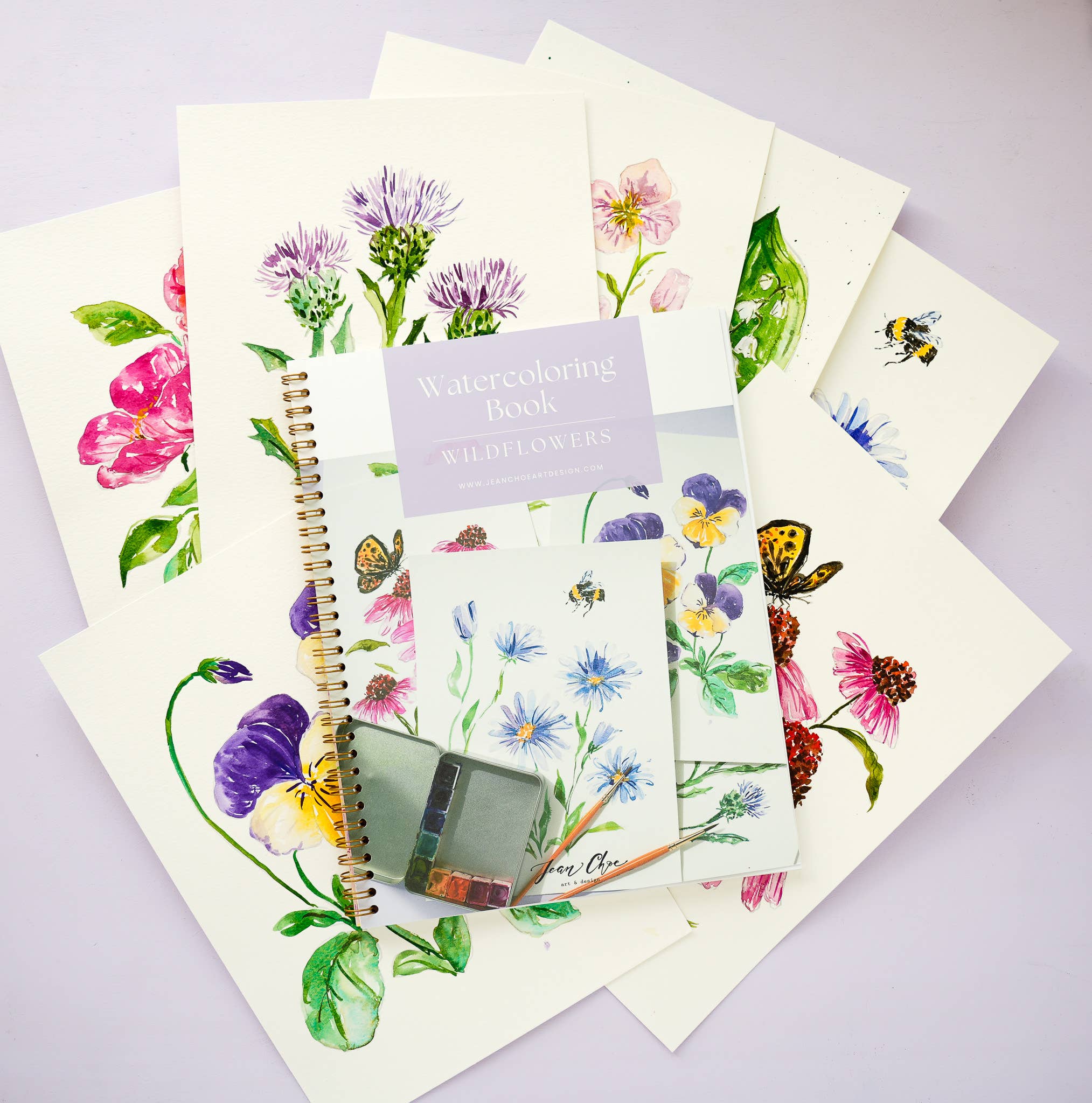 Jean Choe Art & Design - Wholesale Sketchbook/Sketchpad - Watercolor Workbook: Outlined Wildflower, Beginner Friendly 4