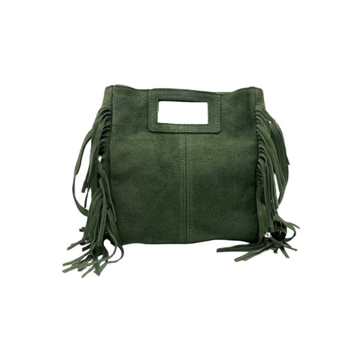 Louisa lee - Wholesale Top Handle Bag - Women's - MARION GREEN SUEDE LEATHER HANDBAG1