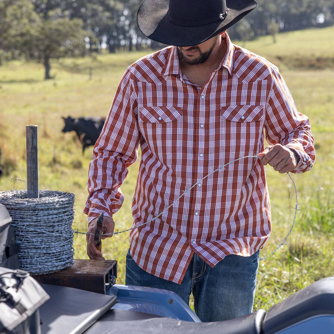 Western Aloha – wholesale Skjortor – Herr – Kauai Red Palaka Western Snap Shirt6