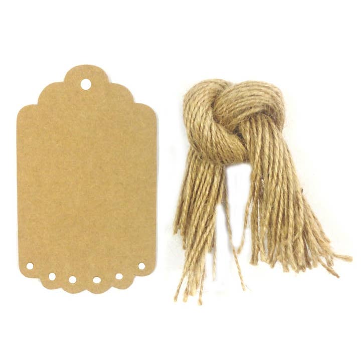 Wrapables 50 Gift Tags/Kraft Hang Tags with Free Cut Strings for wholesale by Wrapables.com