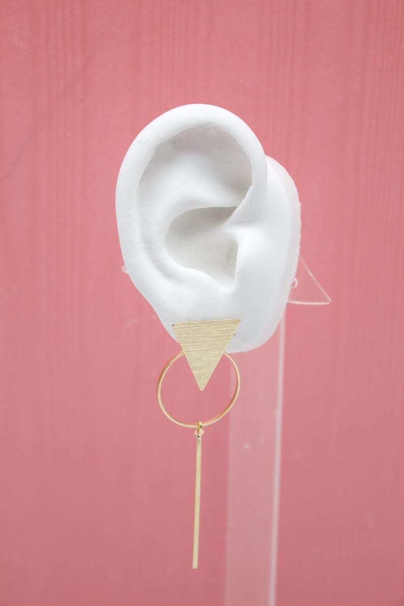 MIA Jewelry - Wholesale Dangle Earrings - 18K Gold Filled Modern Triangle Hoop Earrings (K145)1