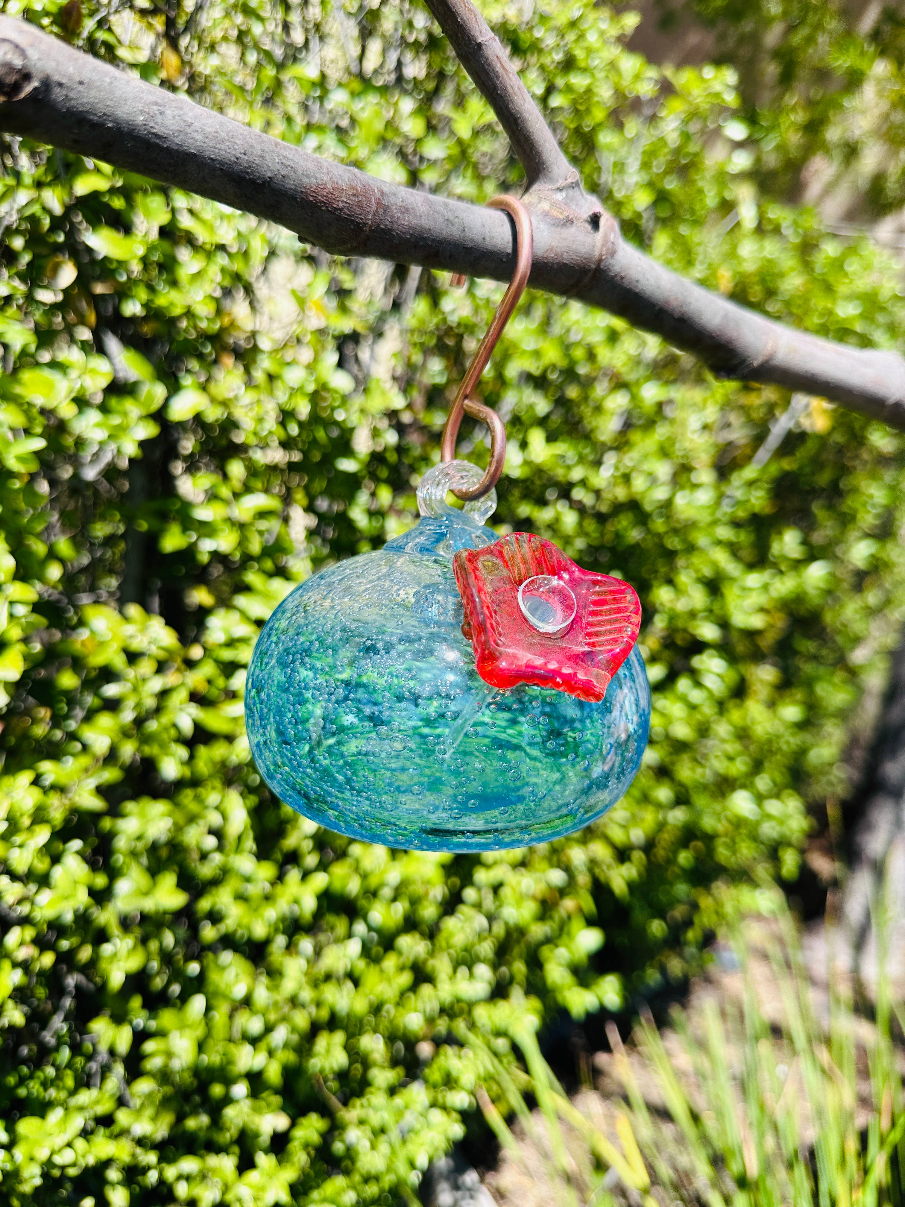 ApricotMint - Wholesale Bird Feeder - Handblown Art Glass Humming Bird Feeder Small5