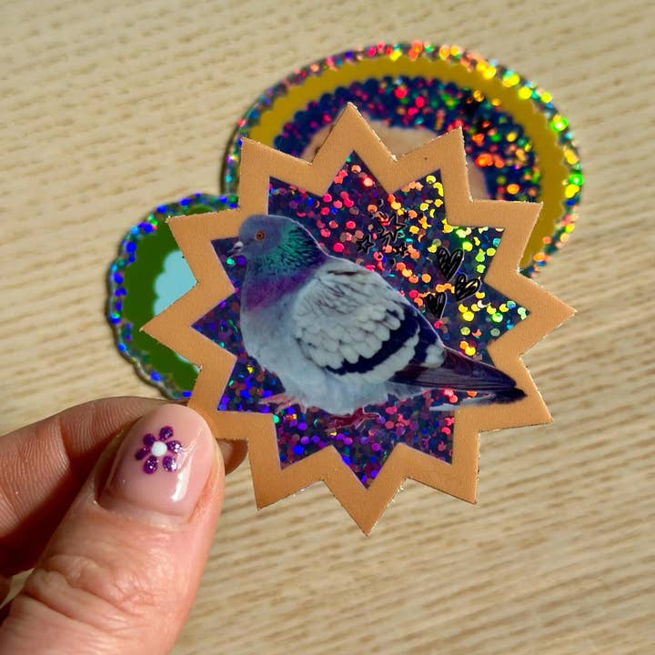 Shellflower - Wholesale Sticker - Disco Pigeon Glitter Vinyl Sticker