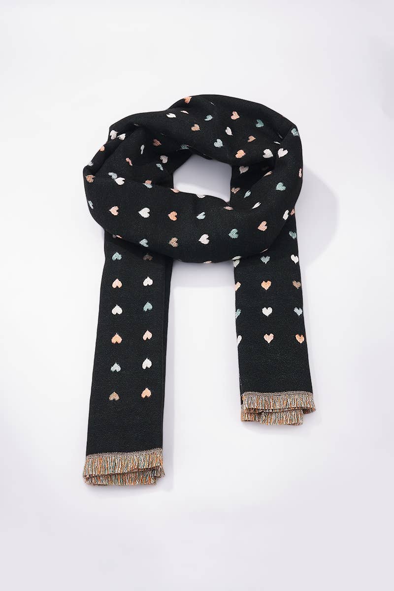 BYREN | ÉLINE L'ATELIER - Wholesale Scarf - Women's - Wool scarf with heart pattern FL209DF0