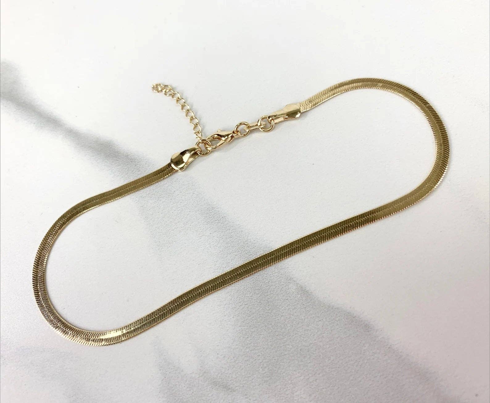 Luxus Accessories – Engroshandel Ankelkæde – 14 k guld fyldt almindeligt sildeben Link Ankelkæde 3.1mm Thicknes1