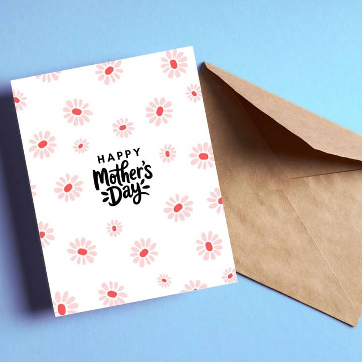 Happy Mother's Day Pink Flowers Greeting Card for wholesale by Feira Pop