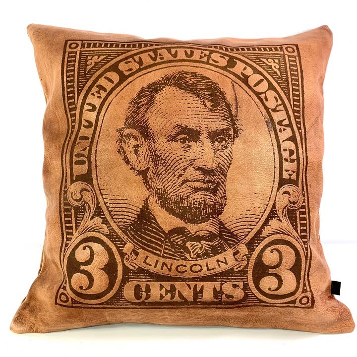 Lincoln leather cushion - w/ promotional insert for wholesale by Hudson and Kings