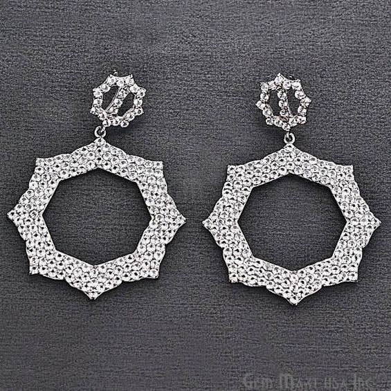 Svartpläterad med Micro Pave Vit Topas 58x36mm för wholesale av GemMartUSA