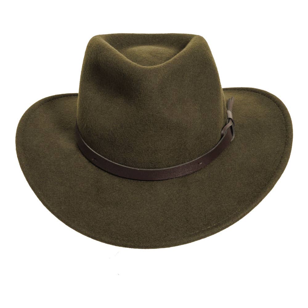 American Hat Makers - Wholesale Fedora - Unisex - Crushable Wool Felt Outback Hat - Style Pathfinder23