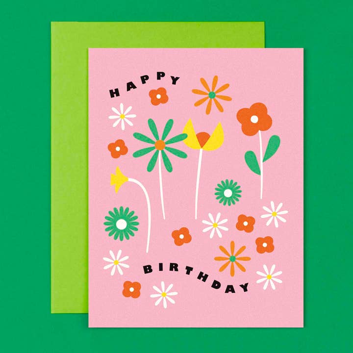 Anniversaire Fleurs • Carte d'anniversaire florale rétro pour la vente par My Darlin'
