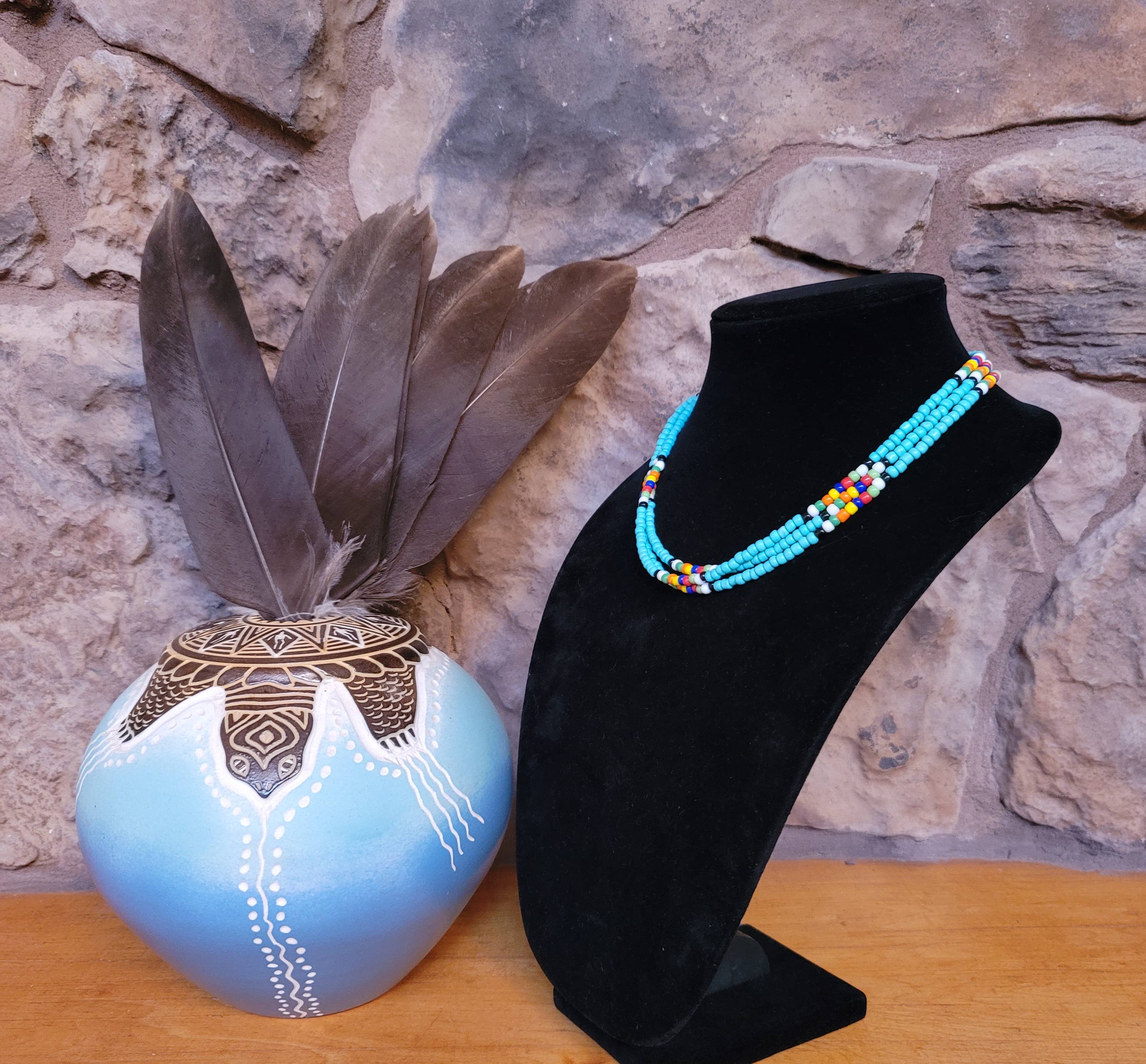 Horse Spirit Studio - Wholesale Choker/Collar - Native Southwestern handmade Turquoise glass bead choker8