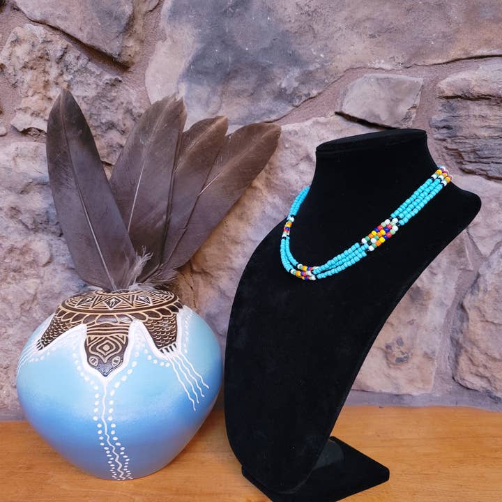 Horse Spirit Studio - Wholesale Choker/Collar - Inheemse Zuidwestelijke handgemaakte Turquoise glazen kraal choker8