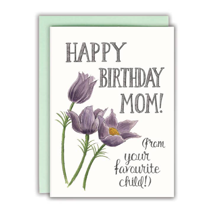 Naughty Florals - Wholesale Birthday Card - Happy Birthday Mom! (From Your Favourite Child) Card