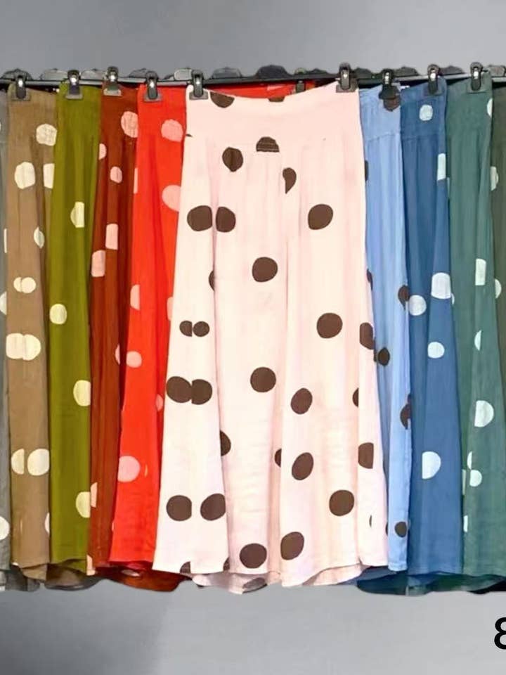 Round print linen trousers REF. 86712 for wholesale by LÉA & LUC