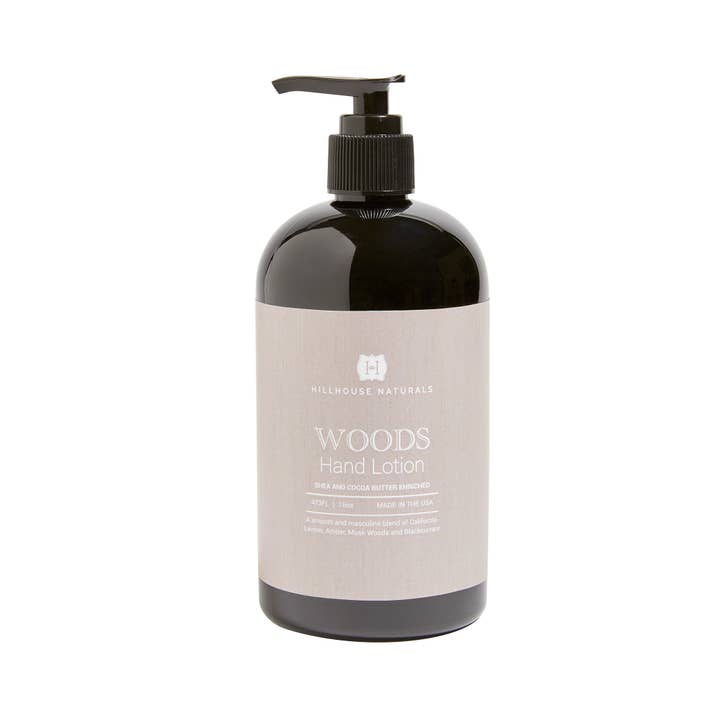 Woods Hand Lotion 16oz Ctn.6 for wholesale by Hillhouse Naturals/Field+Fleur
