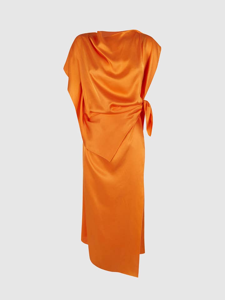 BRIGHT ORANGE VISCOSE 'PAĆOLETA' DRESS for wholesale by BIAAF