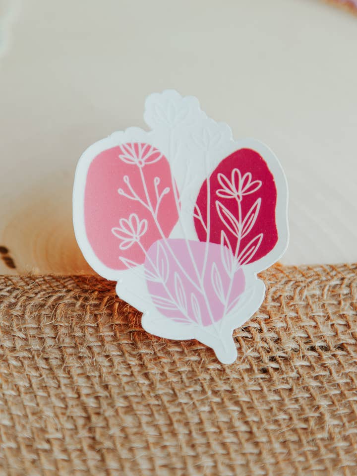 Pink Daisy Flower Sticker, 3x3in for wholesale by Twelfth Pine