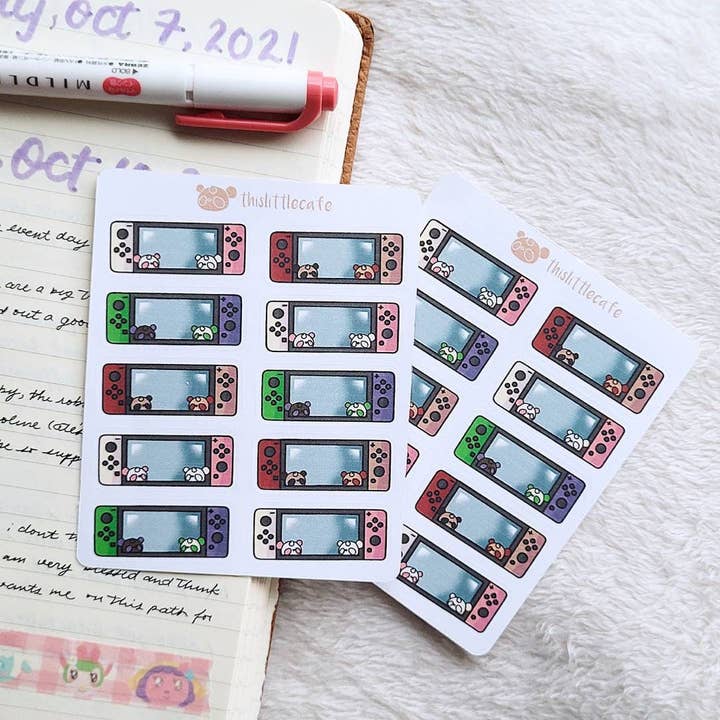 Panda Switch Sticker Sheet | Gaming Stickers | Cute Kawaii Video Games For Planners, Journaling for wholesale by This Little Cafe