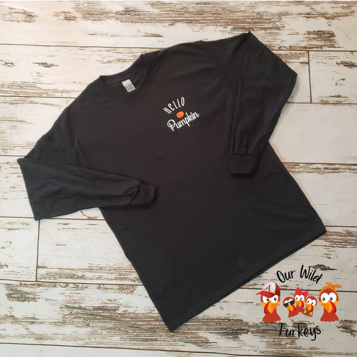 Hello Pumpkin Shirt for wholesale by Our Wild Turkeys