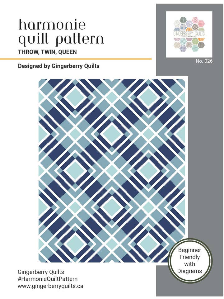 Harmonie Quilt Pattern - Physical copy for wholesale by Gingerberry Quilts