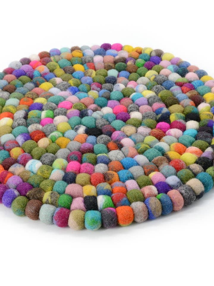 Multi-color Wool Felted Ball Chair Pad Eco-friendly for wholesale by Woollyfelt