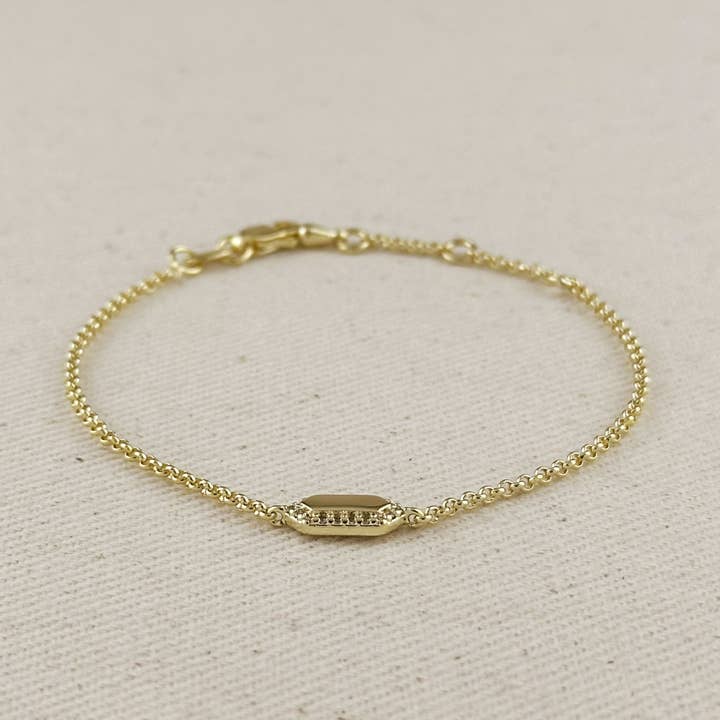 GoldFi - Wholesale Charm/dangle bracelet - 18k Gold Filled Pointed Rectangle Plate Bracelet3