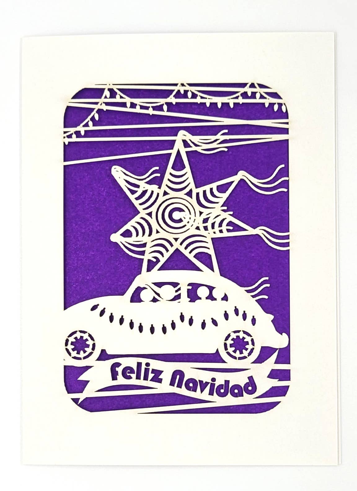 two hermanas – Engroshandel Julekort – Feliz Navidad med en VW bug y Pinta10