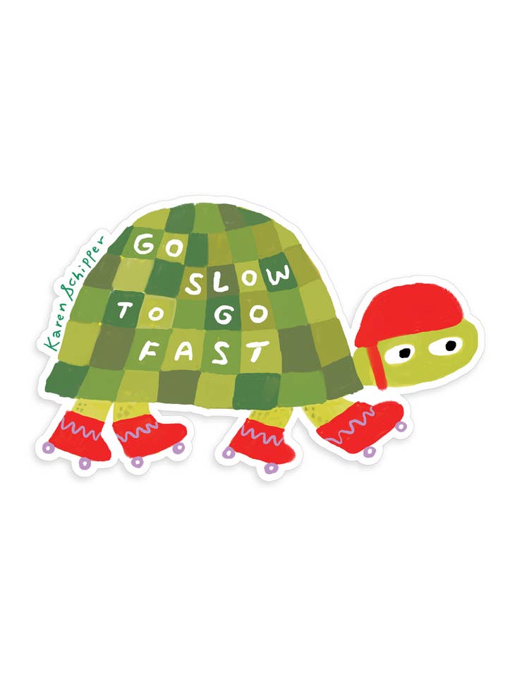 Rollerskate Turtle Sticker - Funny Turtle Sticker for wholesale by Karen Schipper