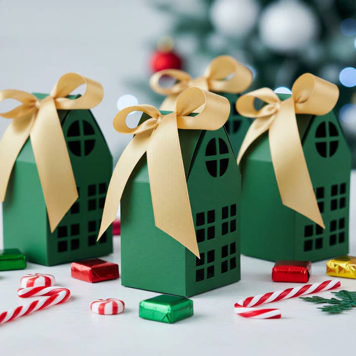 Wrapables.com - Wholesale Gift Box - Wrapables Christmas House Shaped Gift Boxes, Green8