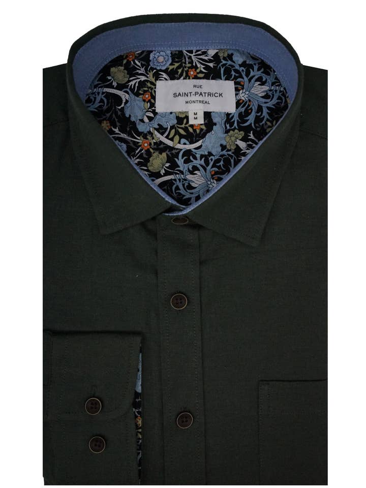 Antrim Stretch Oxford-skjorta i mörkgrön för wholesale av Rue Saint-Patrick