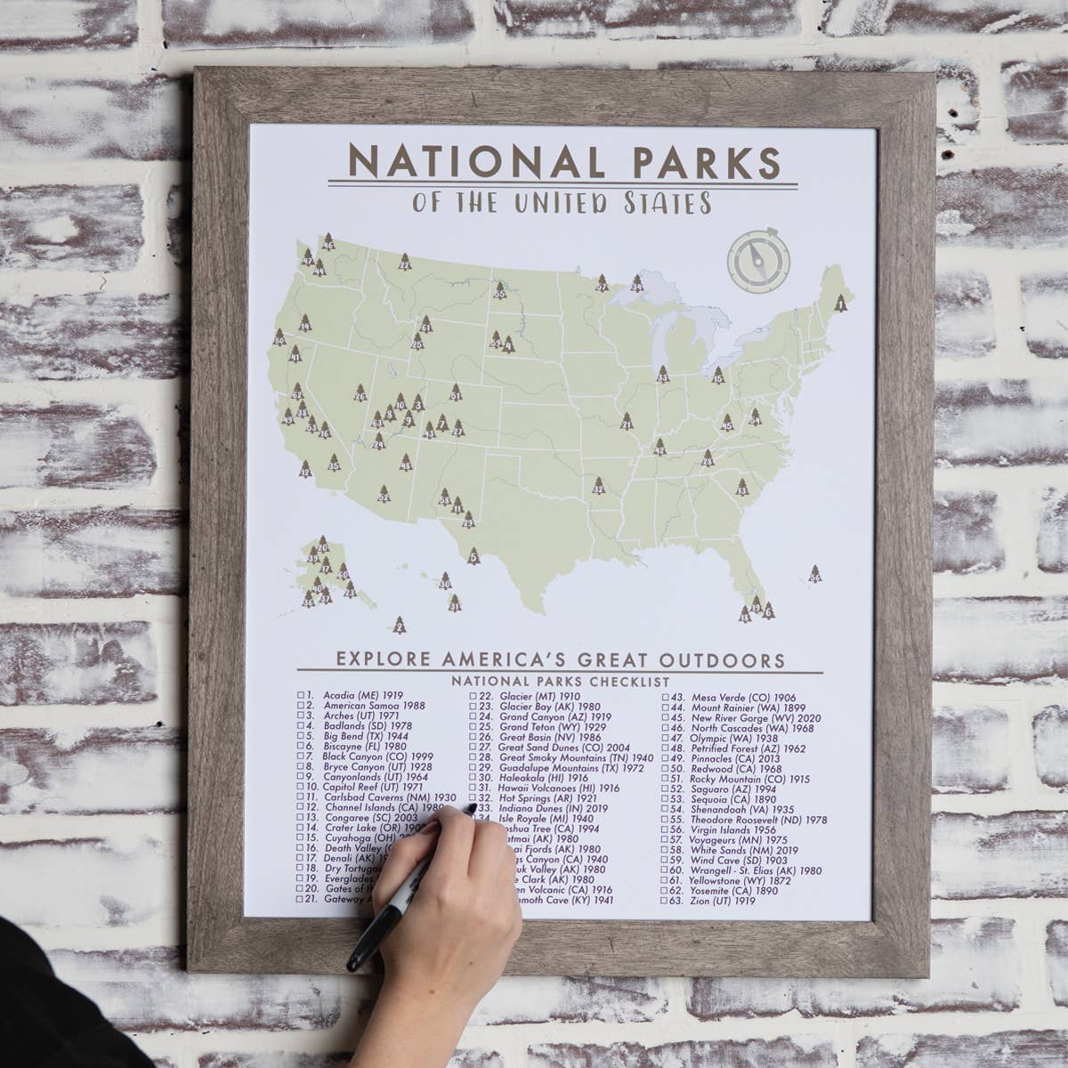 An Adventure Awaits, LLC - Wholesale Map - 16x20 Framed National Parks Push Pin Map6